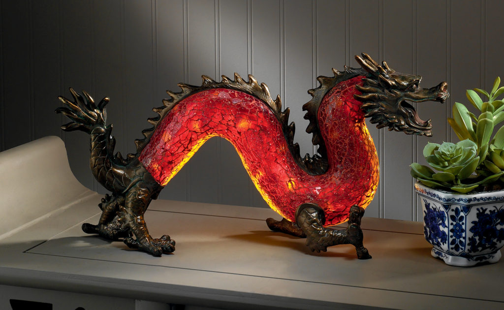 Dragon Dance of Light Illuminated Mosaic Glass Sculpture 